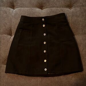 Chic Black Skirt with Metallic Buttons